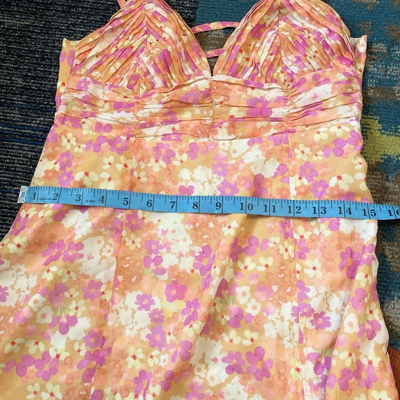 ASOS DESIGN cami pleated midi dress with if split in coral floral print - Picture 8 of 11